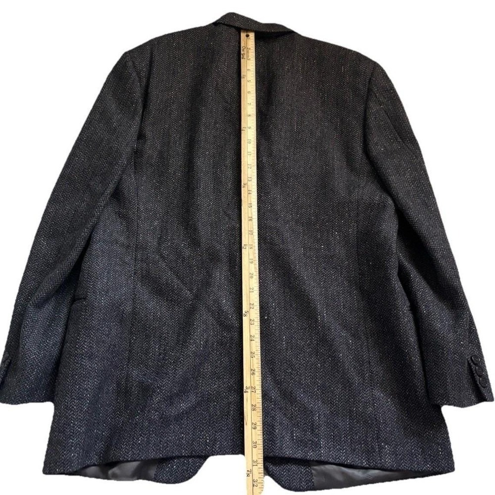 90s Mani Giorgio Armani Silk Wool Tweed Blazer Men 46L Gray Brown Chevron Italy - Picture 11 of 12